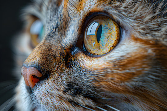 Foto macro de los ojos de un gato . Mirada expresiva. Adorable