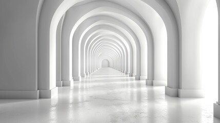 White Hallway With Arches and Columns