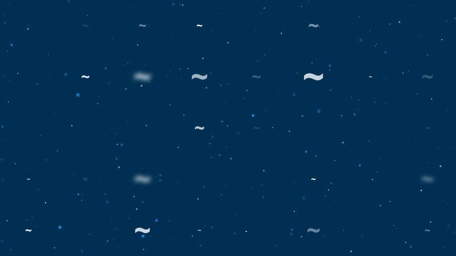 Template animation of evenly spaced tilde symbols of different sizes and opacity. Animation of transparency and size. Seamless looped 4k animation on dark blue background with stars