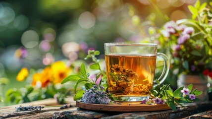 Herbal teas and natural remedies, the healing power of nature, - obrazy, fototapety, plakaty