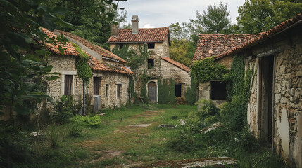 Fototapeta na wymiar Rustic Beauty of an Abandoned Countryside Village
