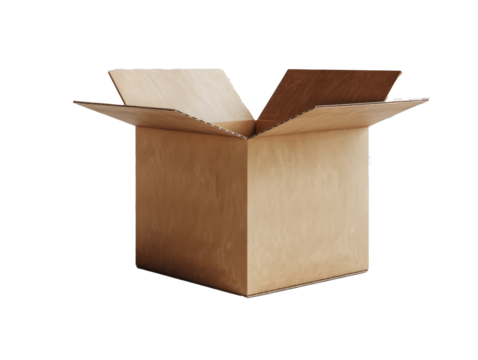 mockup di  scatola di cartone da magazzino , file png sfondo trasparente, scatola per spedizioni, 