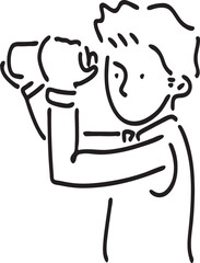 シェイカーをふるバーテンダーのラインアート