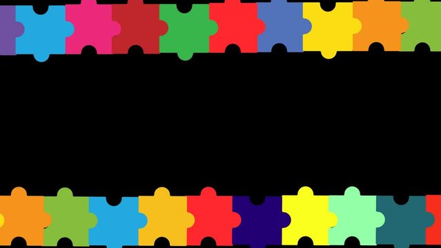 puzzle border and frame Animation,Autism puzzle animated frame for video editing,puzzle 4k transparent frame .