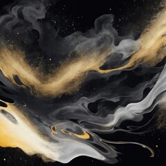 Gray and Golden sparkling abstract background luxury black smoke acrylic paint background