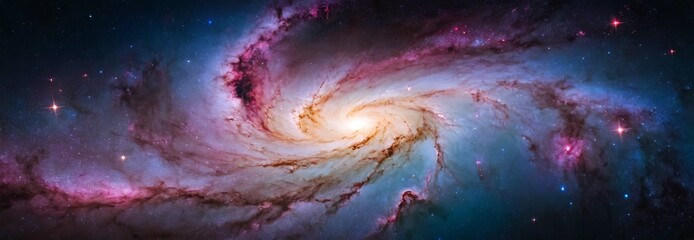 Stunning spiral galaxy with vibrant colors. with shining stars and cosmic dust, highlighting the...