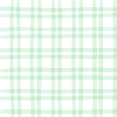 Green Plaid Gingham Check Hand Drawn Background Overlay