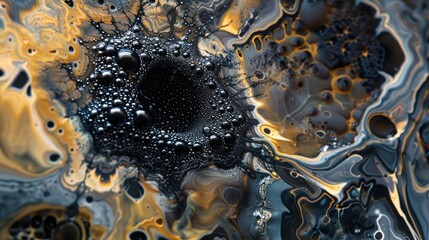 ferrofluid art, Liquids that react to magnetic fields without solidifying, 16:9 - obrazy, fototapety, plakaty