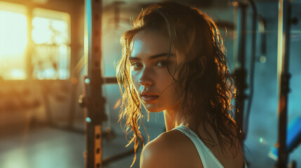 portrait of a woman at the gym