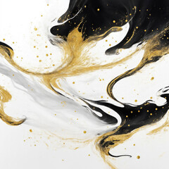 Obraz premium White and Golden sparkling abstract background luxury black smoke acrylic paint background