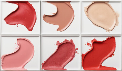 Smeared color samples on white	