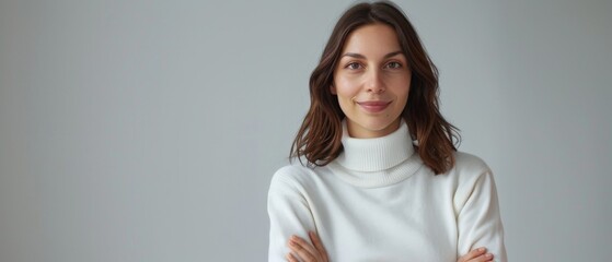Portrait of young happy Woman looks in camera, Smile and Positive Vibes