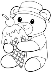 Teddy with ice cream in summer 
