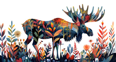 Moose with plant pattern