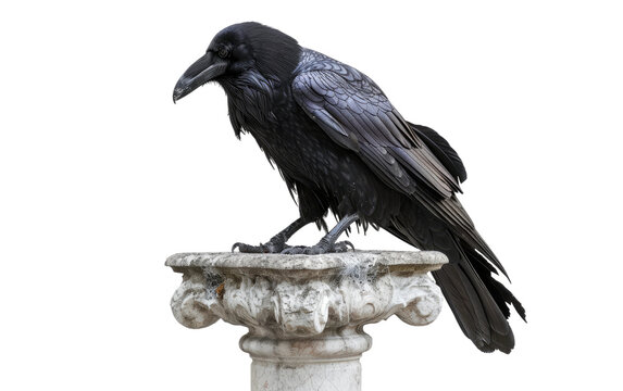 A Black Raven Steals the Circus Show Isolated On White Background. Generative Ai