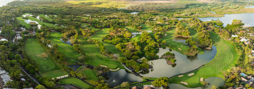 Aerial view of Constance Golf, Flacq, Mauritius.