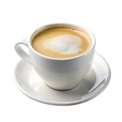 Fototapeta premium minimalist photo of a white coffee cup with saucer isolated on a transparent background