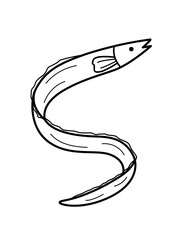 Eel doodle icon. Vector illustration fish of river and marine life. Isolated on white, delicacies seafood. - 770763300