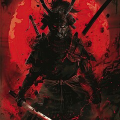 As the Oni Slayer journeys deeper into the heart of darkness they encounter a powerful demonic warlord surrounded by an army of monstrous minions. With their cursed katana gripped tightly in hand - obrazy, fototapety, plakaty