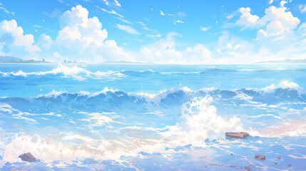 夏の海の風景画像