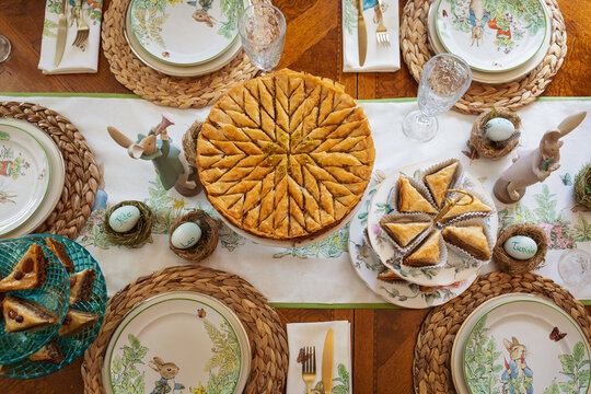 Plated Easter Table Setting Baklava