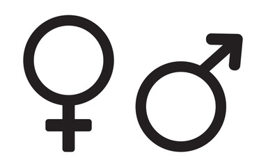 Gender Symbol Isolated on White Background. Vector Man and Woman Gender Flat Icons - obrazy, fototapety, plakaty
