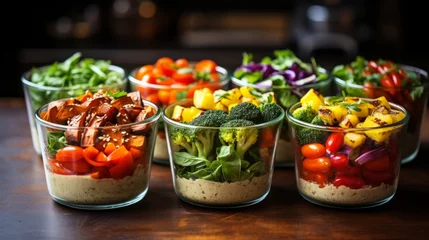 Foto op Plexiglas Close Up of Various Types of Salads © Karlaage