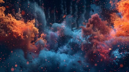 Colorful powder explosion. Generative AI. 
