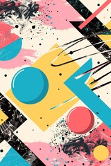 Bold Memphis Abstract Design with Splatters