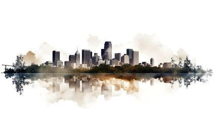 City Skyline Isolated on Transparent Background