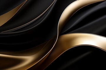 Beautiful black and gold wave. cosmetics, beauty, fashion, greeting card, greeting. Shiny fabric, lots of layers. Gorgeous texture