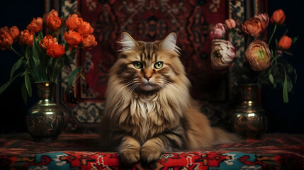 Majestic Cat on Cozy Rug