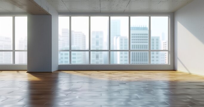 Unfurnished Interior with Daylight and City Scenery