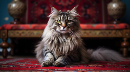 Majestic Cat on Cozy Rug