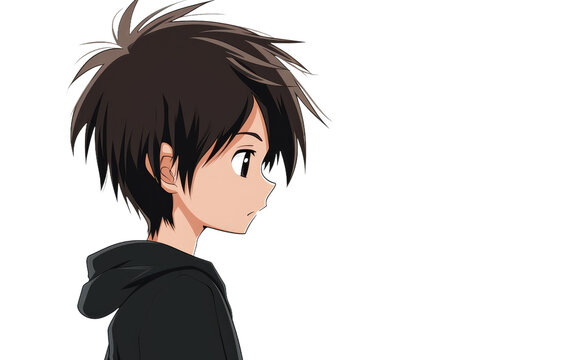Visual Tale of Youthful Appearance in Japanese Anime Boy Isolated On White Background. Generative Ai