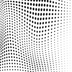 Vector black and white halftone texture made of waves