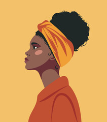 Vector flat illustration portrait afro woman curly hair avatar. Avatar icons user profile media, design and development of websites and applications, icons