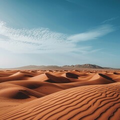 Fototapeta na wymiar A desert landscape with a blue sky and clouds