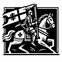 illustration logo of vintage medieval warrior 