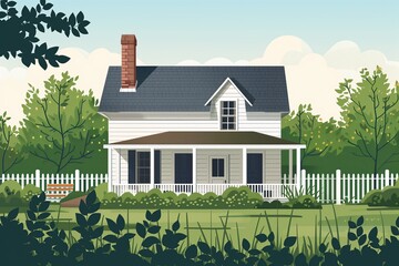 landscape with house illustration