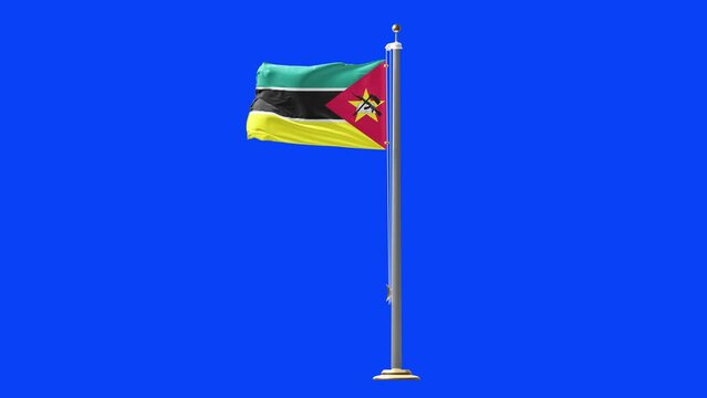 3d animation of Mozambique flag rising