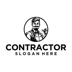 Contractor mascot logo vector illustration