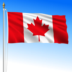 Canadian official waving flag, North America, vector illustration, maple leaf