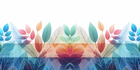 Abstract background of colorful leaves, decorative texture backdrop, Vector illustration, generative ai