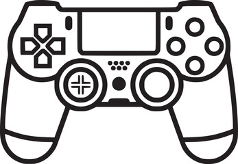 Outline game controller icon. Linear joystick sign, wireless gamepad for game console with editable stroke