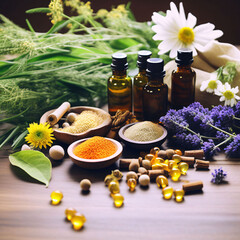 essential oil with lavender flowers