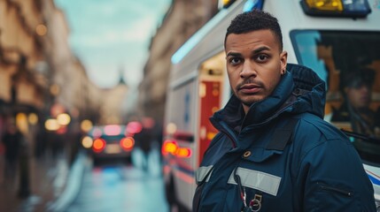 Portrait of a male rescue personnel staff