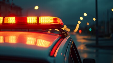 Close-up view of the siren light on top of an ambulance rushing speeding on road in emergency - obrazy, fototapety, plakaty