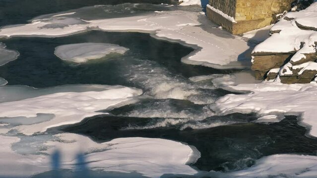 Footage of Beautiful snow scene in Oirase River in Aomori Prefecture in Japan in winter.