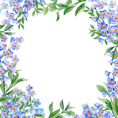Square card with blue Meadow flowers